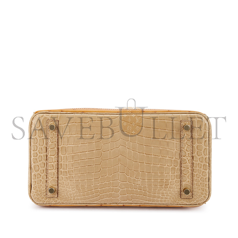 H**mes MASTER LIMITED EDITION POUSSIÈRE MATTE NILOTICUS CROCODILE TABAC CAMEL OSTRICH AND SESAME LIZARD GRAND MARIAGE BIRKIN 30 PERMABRASS HARDWARE (30*22*16cm)